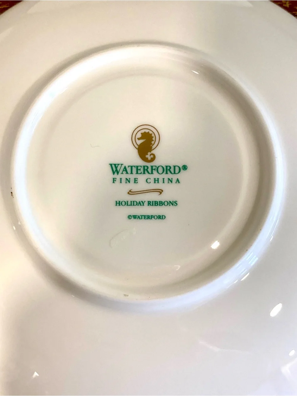4 Saucers Waterford Fine China Holiday Ribbons Christmas